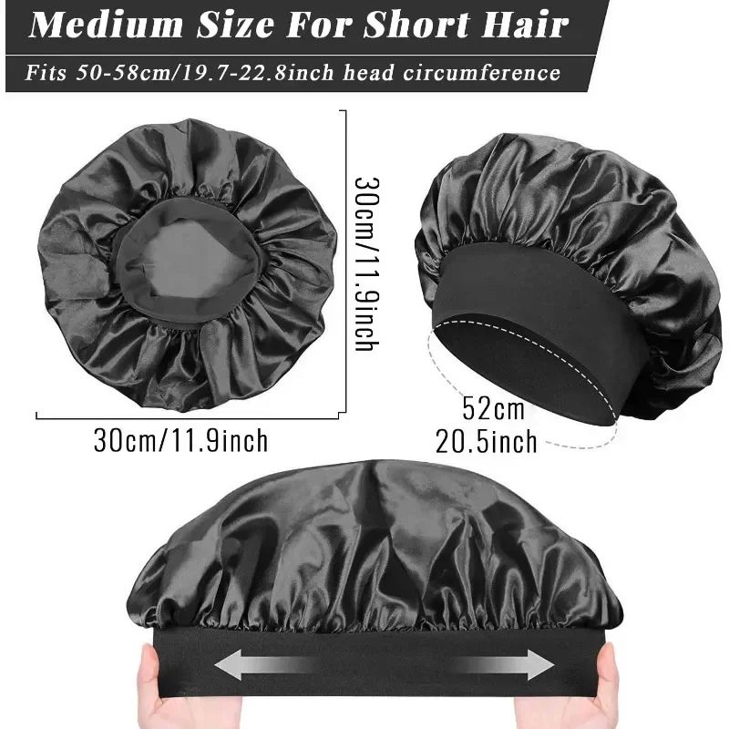 Soft Silk Satin Lined Bonnet Large Satin Hair Bonnet For Sleeping Shower Cap  Hair Wrap Cover For L 1