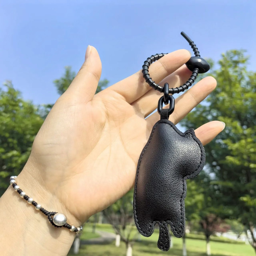 Expression Cat Keychain  Cute Cartoon Leather Pendant For Girls Car Key Ring  Bag Accessory Ideal G 1