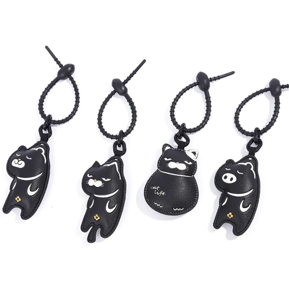 Expression Cat Keychain  Cute Cartoon Leather Pendant For Girls Car Key Ring  Bag Accessory Ideal G 3