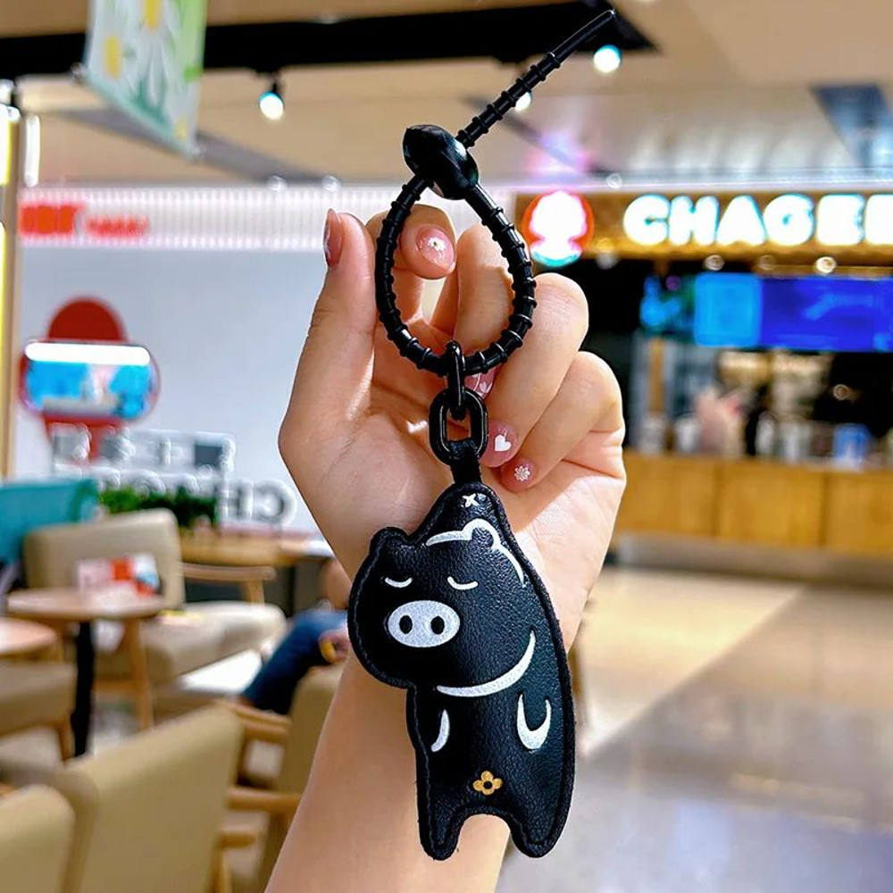 Expression Cat Keychain  Cute Cartoon Leather Pendant For Girls Car Key Ring  Bag Accessory Ideal G 6