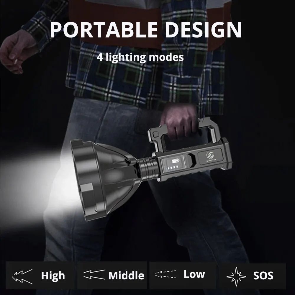 Rechargeable High Power LED Flashlights Ultra Long Lighting Distance Searchlight Powerful Torch Lam 2