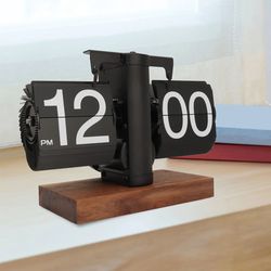 retro digital flip down clock, battery operated mechanical timepiece for home, office, and room decor
