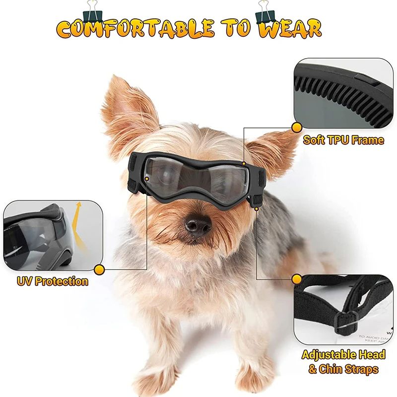UV Protection Dog Sunglasses Soft Adjustable Pet Goggles For Small Medium Breeds Comfortable Puppy 1