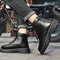 Mens HighTop Leather Motorcycle Ankle Boots Winter Fashion LaceUp Combat Footwear 3
