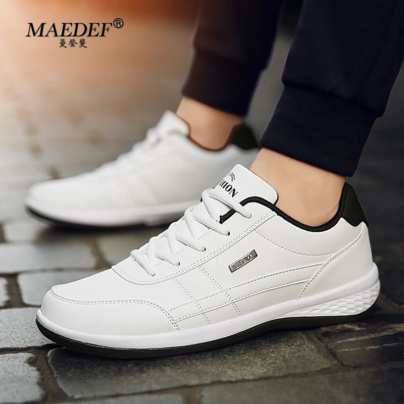 Waterproof Leather Sneakers For Men Comfortable Casual LaceUp Vulcanized Shoes 5