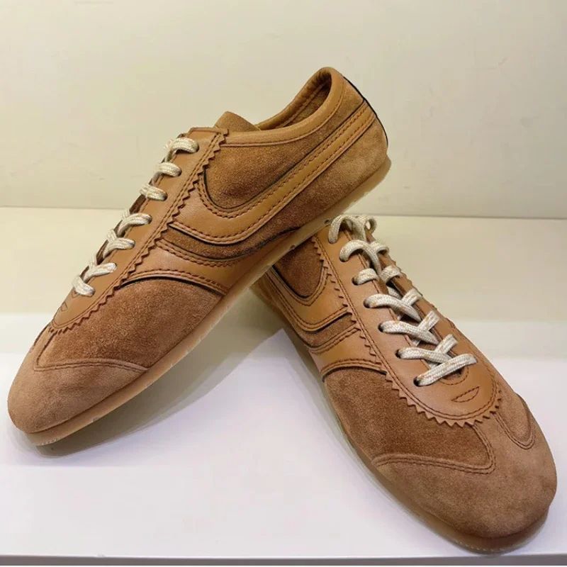 Femmes Cuir Allemand Trainers Comfortable Deerskin LaceUp Flat Sneakers For Women 4