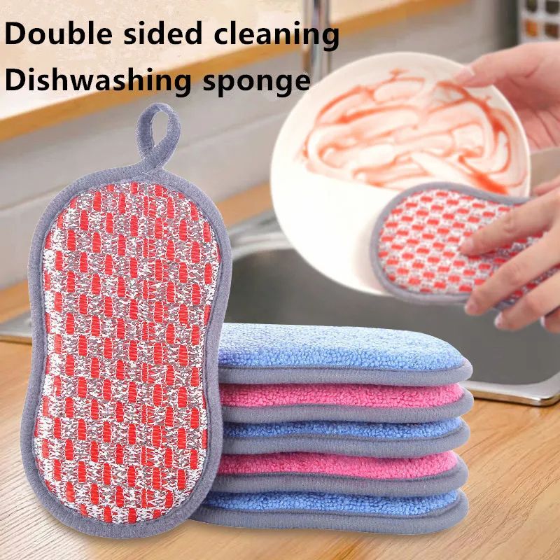 Premium Kitchen Cleaning Sponge Double Sided Sponge Scrubber For Dishwashing Scouring Pad Dish Clot 0