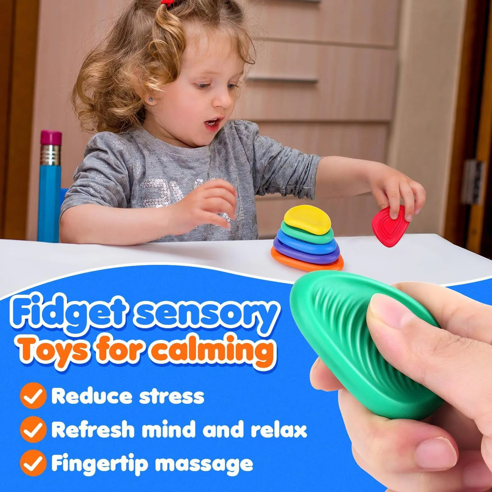 Textured Silicone Sensory Fidget Toys For Adults  Kids Calming Worry Stones For Autism ADHD And Anx 1