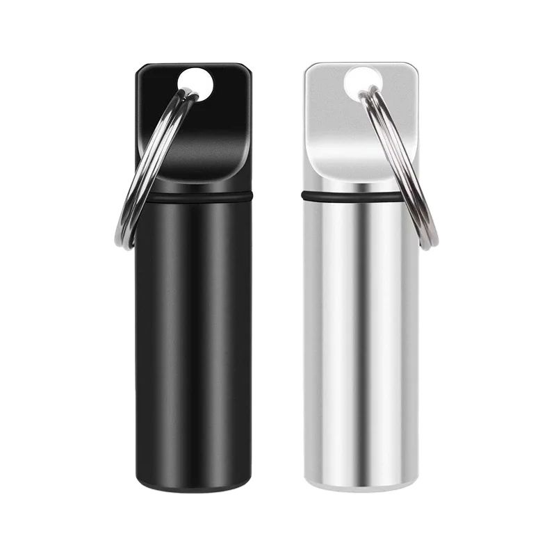 Waterproof Aluminum Pill Box Case With Sealed Storage Flat Head Alloy Cartridge And Keychain Ideal  1