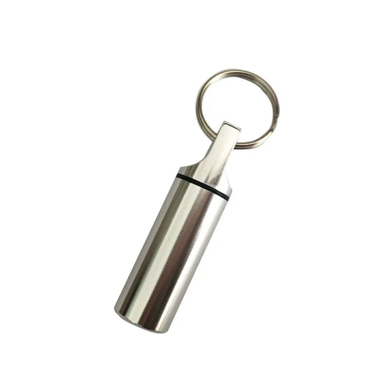 Waterproof Aluminum Pill Box Case With Sealed Storage Flat Head Alloy Cartridge And Keychain Ideal  6