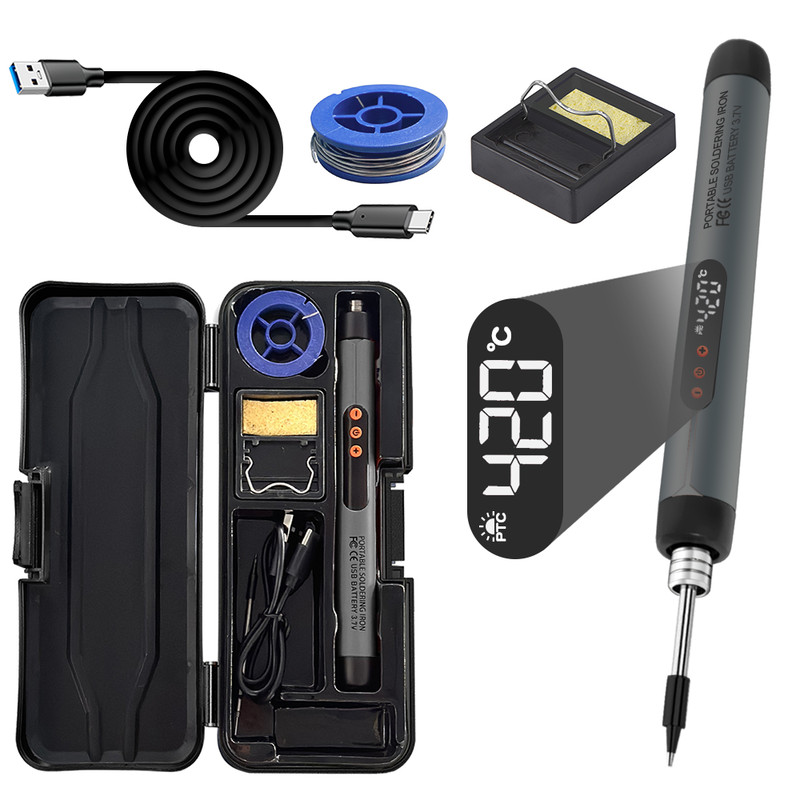 Portable Mini USB Soldering Iron Set Adjustable Temp Type C Interface 8