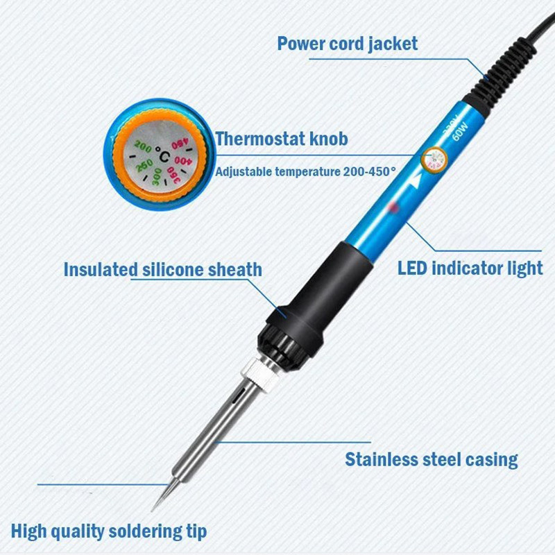 Adjustable Temperature 60W Electric Soldering Iron 110V220V Precision Welding Repair Tool 2