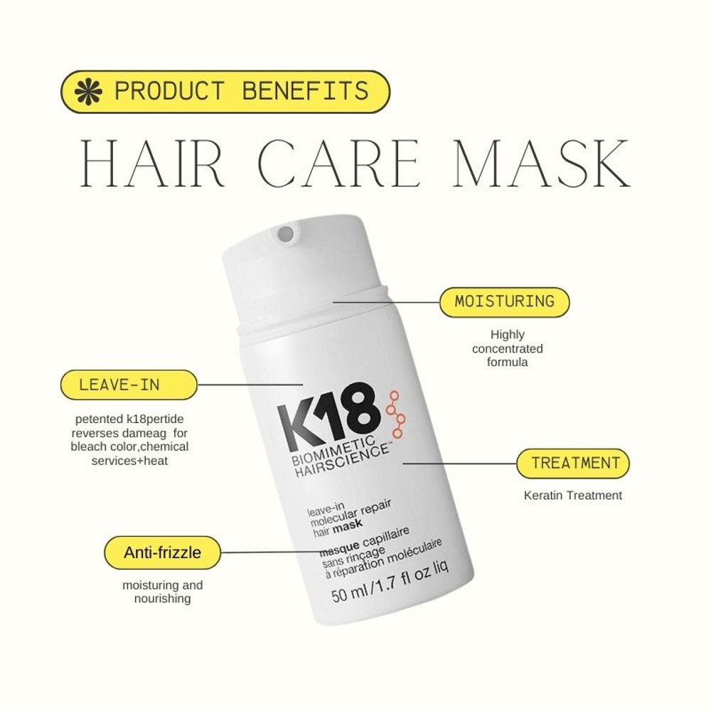 K18 Leave In Molecular Repair Hair Mask Deep Keratin Treatment For Damaged Hair 2