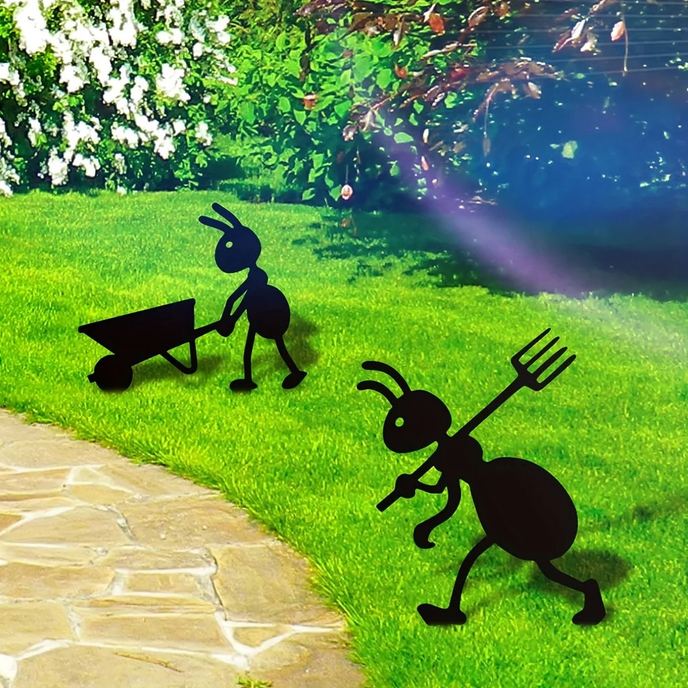 2 HelloYoung Metal Art Ants Gardening Ornaments Yard  Backyard Decor Stakes 0