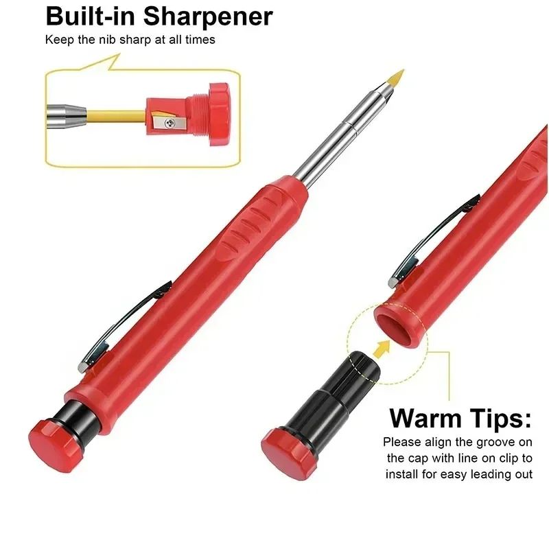 Solid Carpenter Mechanical Pencil For Woodworking Long Head Construction Carpenter Pencil With Shar 4
