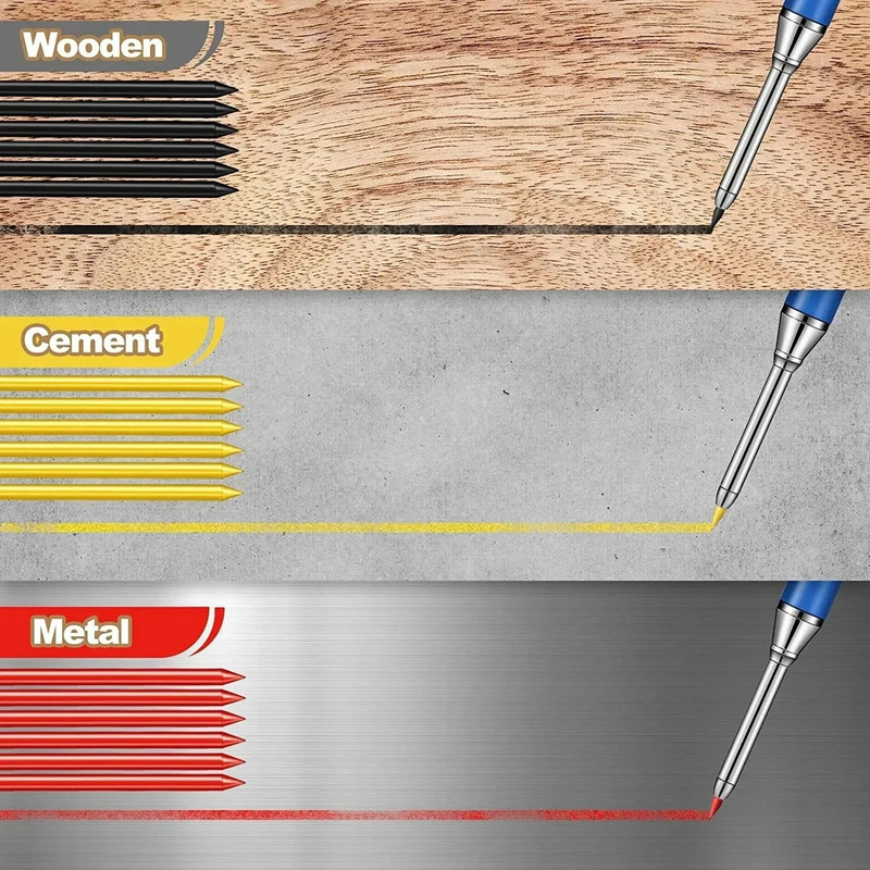 Solid Carpenter Mechanical Pencil For Woodworking Long Head Construction Carpenter Pencil With Shar 5