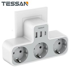 wall charger power strip, compact socket adapter for travel, home, dorm, office charging