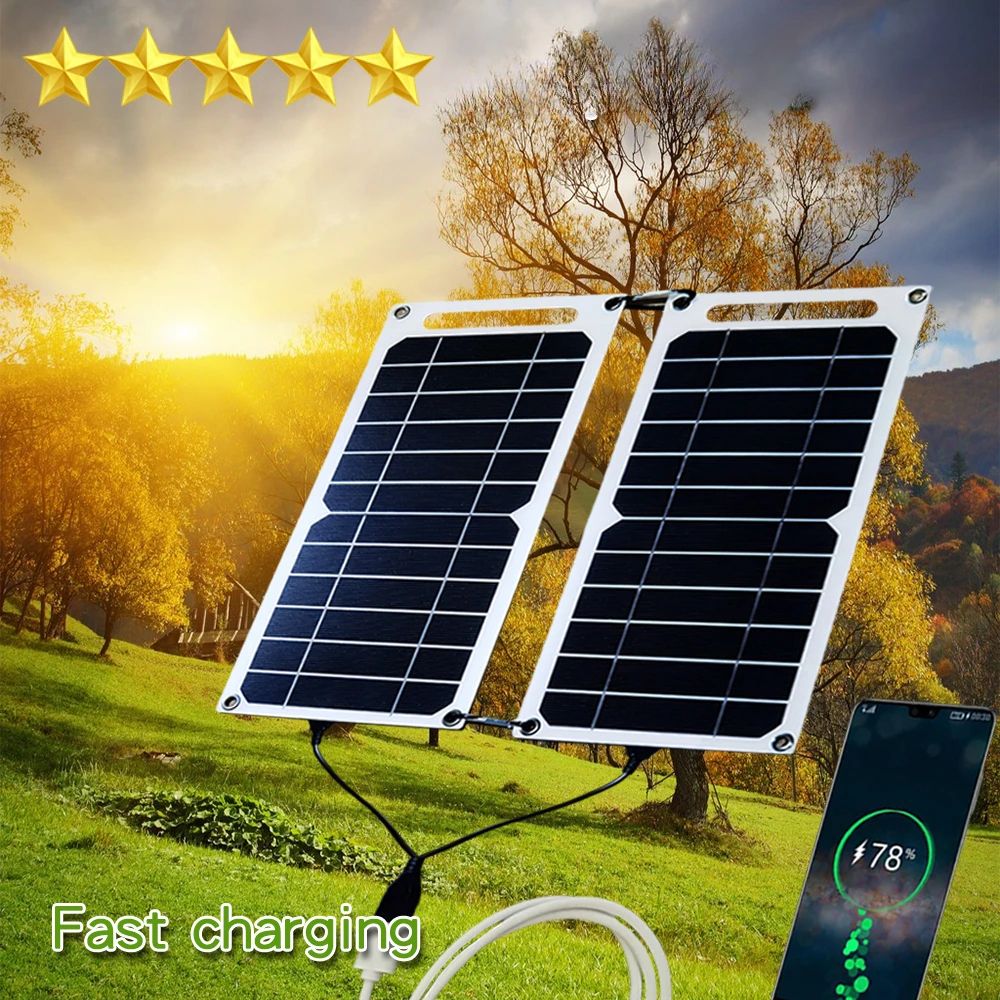 USB Fast Charging Solar Panel Waterproof Portable Mobile Phone Power Bank For Outdoor Hiking  Campi 7