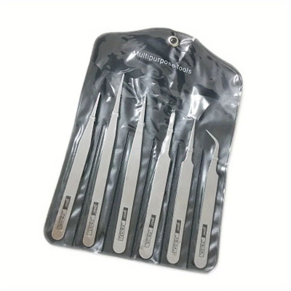 Stainless Steel Tweezers Set Industrial Precision Repair Tools With Bent Straight Tips For Electr 1