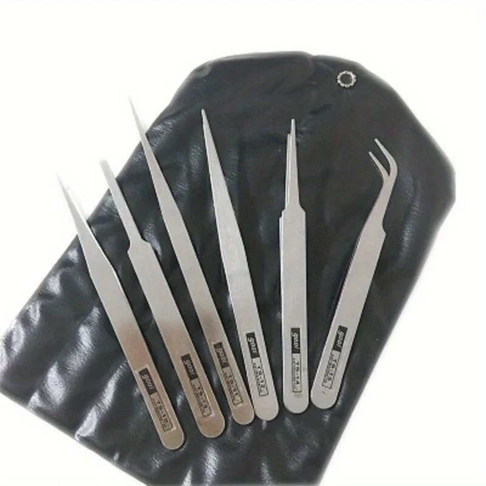 Stainless Steel Tweezers Set Industrial Precision Repair Tools With Bent Straight Tips For Electr 2
