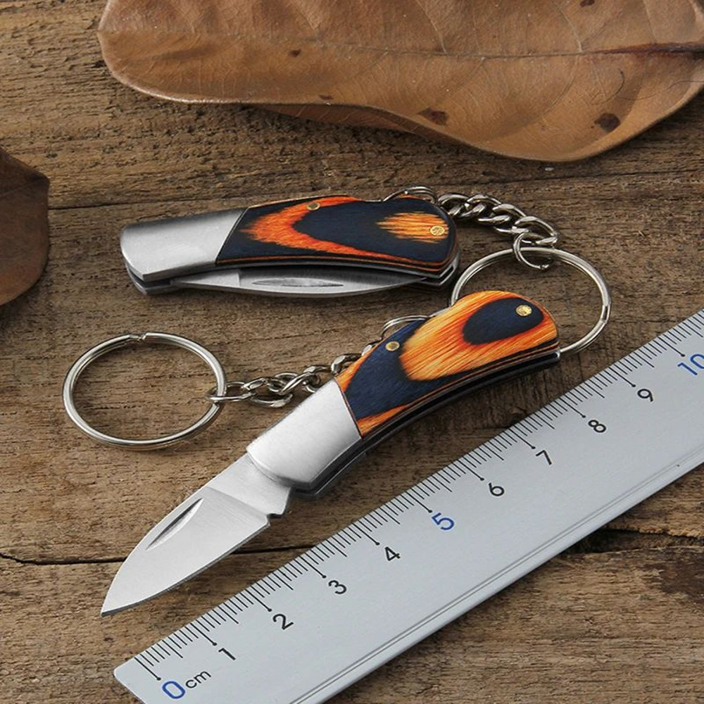 Portable Small Blade Camping Keychain  Folding Pocket Knife With Stainless Steel Key Chains Rings K 3