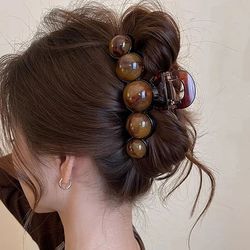 retro gradient beaded hair claw women geometric plastic hairpin, shark clip for fashion everything hair accessories