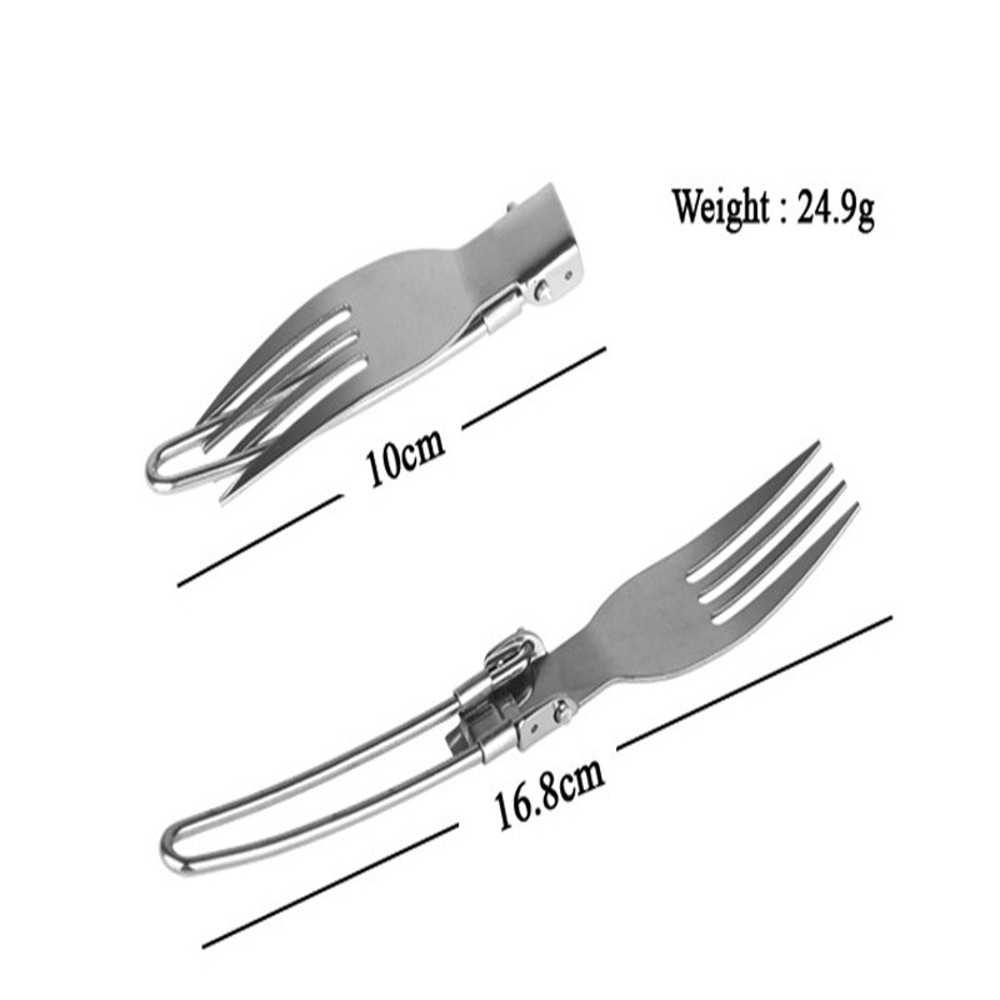 Stainless Steel Camping Tableware Set Foldable Ultralight Fork  Spoon For Outdoor Cooking  Travel 3