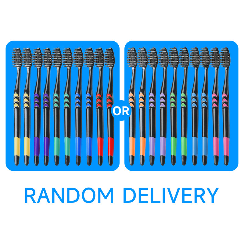 10 Pcs Family Pack Bamboo Charcoal Toothbrush Soft Bristles TravelFriendly Random Colors 1