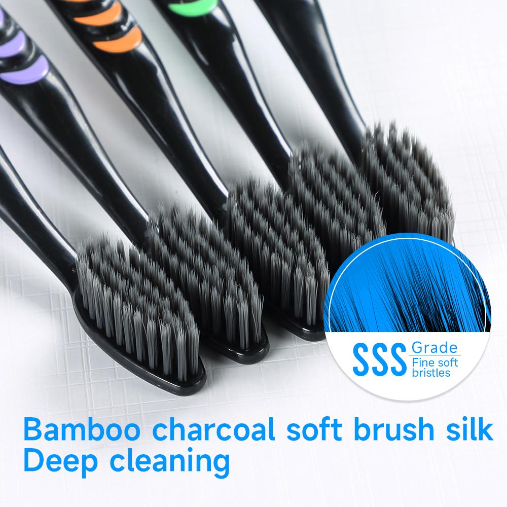 10 Pcs Family Pack Bamboo Charcoal Toothbrush Soft Bristles TravelFriendly Random Colors 3