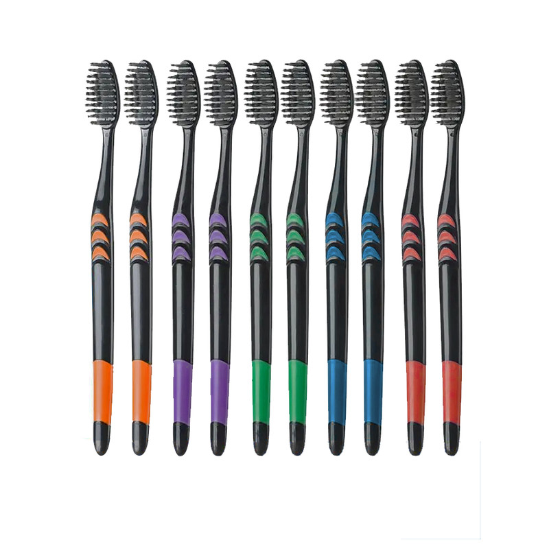 10 Pcs Family Pack Bamboo Charcoal Toothbrush Soft Bristles TravelFriendly Random Colors 4