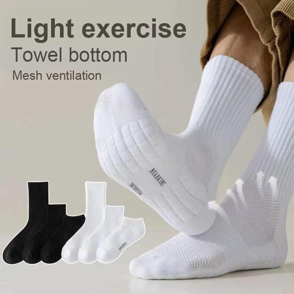 Men Thickened Cotton Deodorant Winter Velvet Mid Tube SportsBasketball Socks White Towel Bottom 0