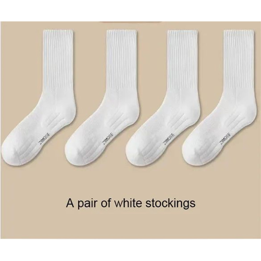 Men Thickened Cotton Deodorant Winter Velvet Mid Tube SportsBasketball Socks White Towel Bottom 7