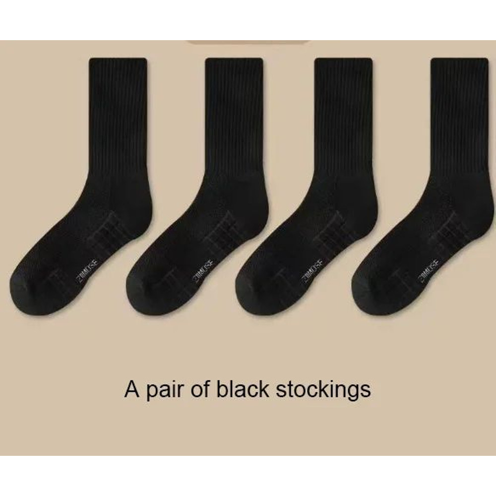 Men Thickened Cotton Deodorant Winter Velvet Mid Tube SportsBasketball Socks White Towel Bottom 6