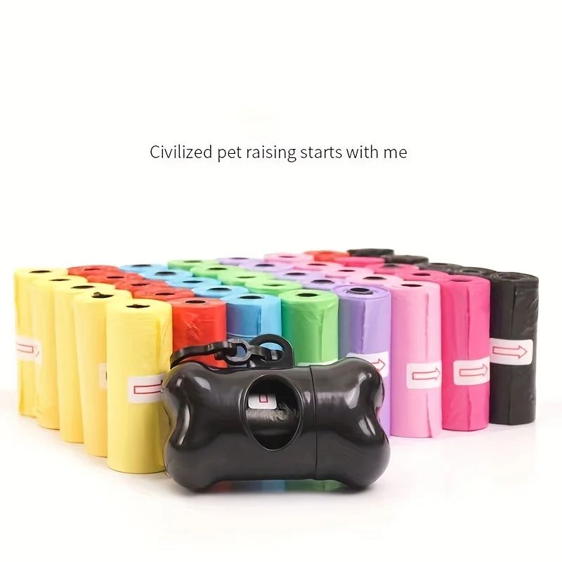 LeakProof Dog Waste Bags With Cartoon Paw Print Random Color Pet Poop Bags Durable Pet Supplies For 1