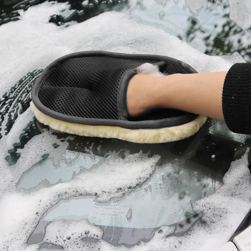 Imitation Wool Car Washing Gloves Thickened Plush Gloves For Superior Waxing Polishing  Safe Car Cl 2