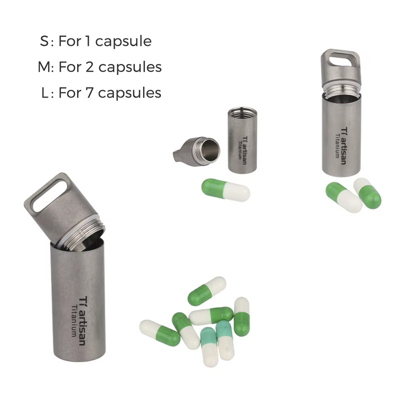 Tiartisan Titanium Pill Container Mini EDC Medicine Bottle Waterproof  Sealed For Home  Outdoor 4