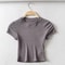 Women's Skinny Fit Crop Tops, Summer Sexy Short Sleeve O-Neck Elastic T-Shirt for Women
