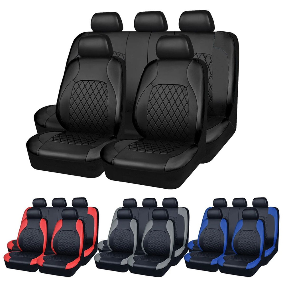 Universal Quilted PU Leather Car Seat Covers For SUV Sedan Truck Waterproof 5Seat Full Surround Pro 0