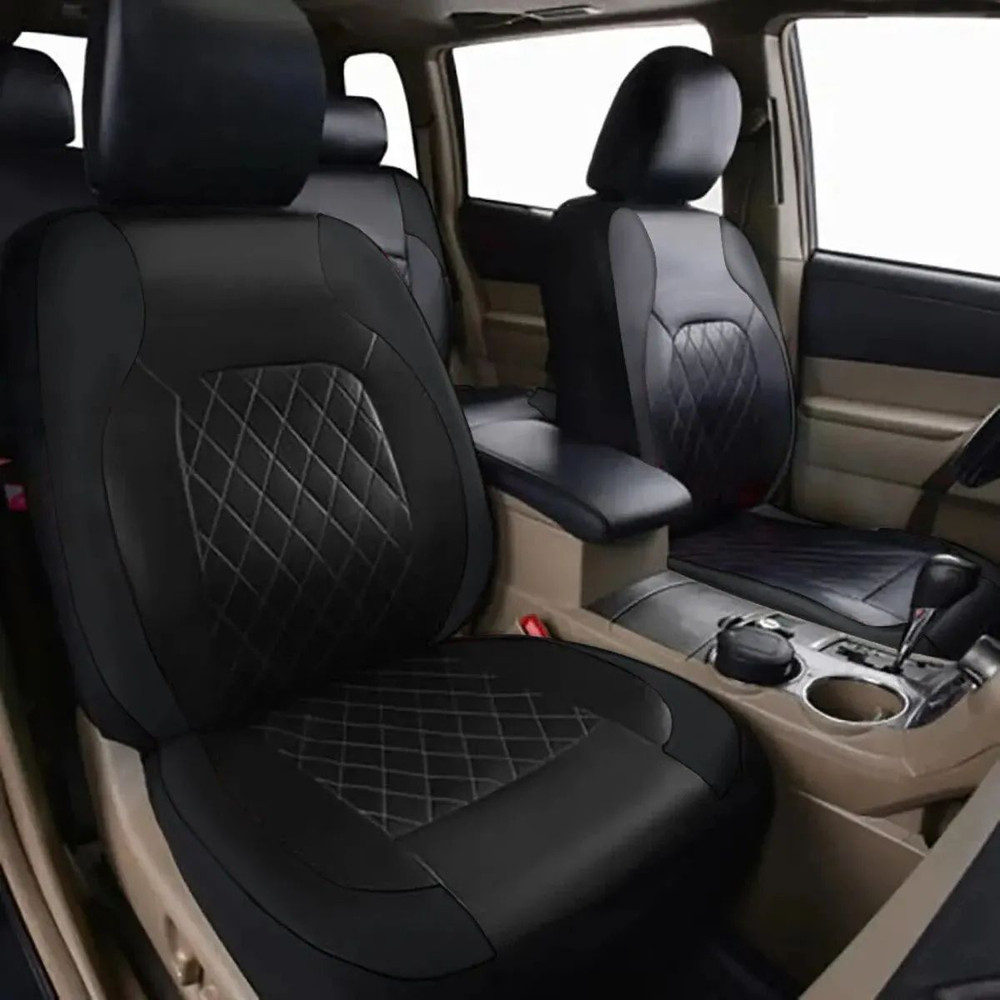 Universal Quilted PU Leather Car Seat Covers For SUV Sedan Truck Waterproof 5Seat Full Surround Pro 2