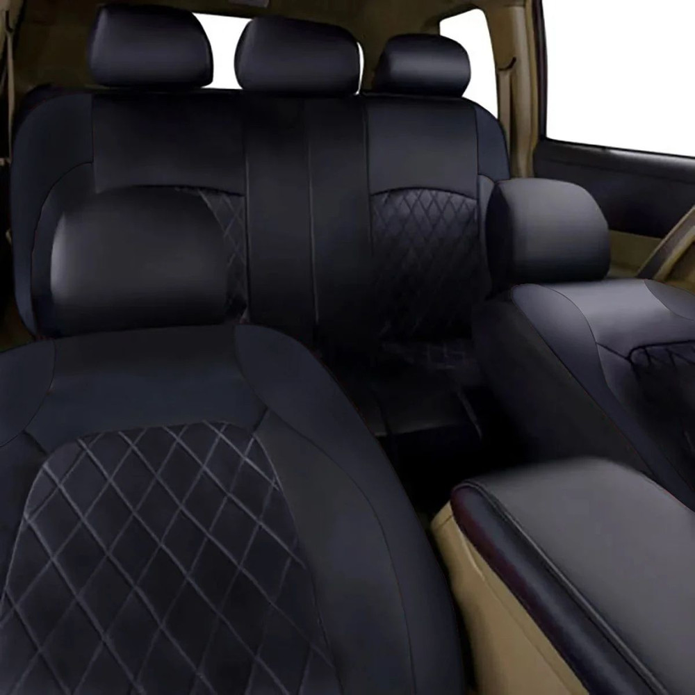 Universal Quilted PU Leather Car Seat Covers For SUV Sedan Truck Waterproof 5Seat Full Surround Pro 3
