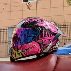 full face racing helmet, winter warm double visor motorcycle helmet for sports & commuting