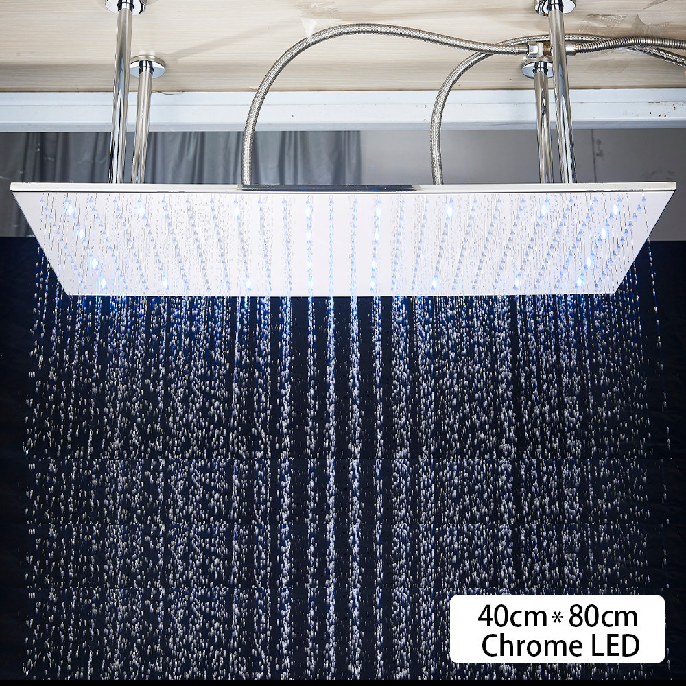 Black Ceiling Intelligent LED Rainfall Waterfall Shower Head Concealed Single Shower Tap 5