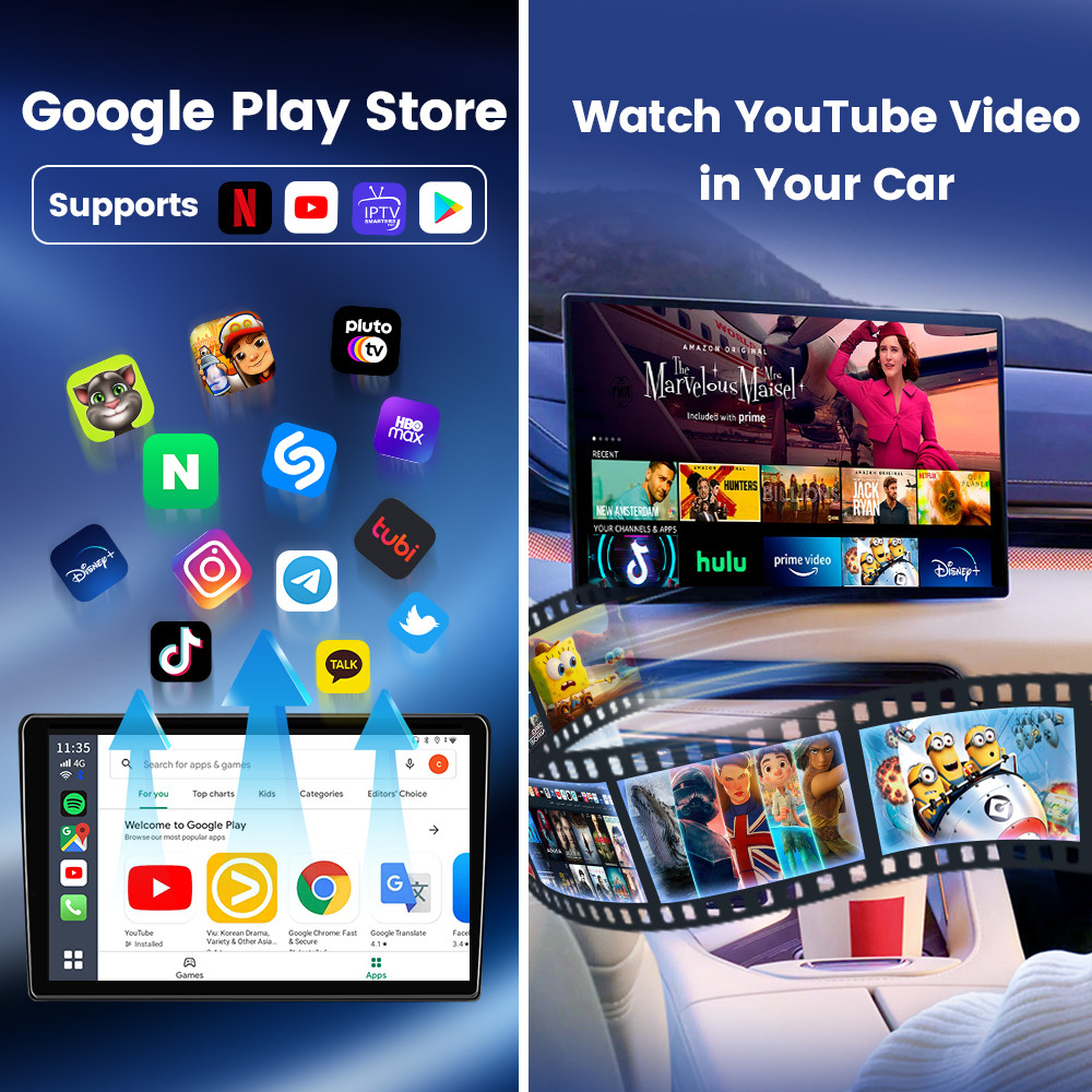 Android 13 AI TV Box For Cars Carlinkit Wireless CarPlay Android Auto Adapter With LED Screen QCM6