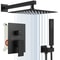 Rain Waterfall Black Concealed Shower Faucet Set With Tub Spout Embedded Bathroom Shower System Wal
