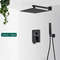 Rain Waterfall Black Concealed Shower Faucet Set With Tub Spout Embedded Bathroom Shower System Wal