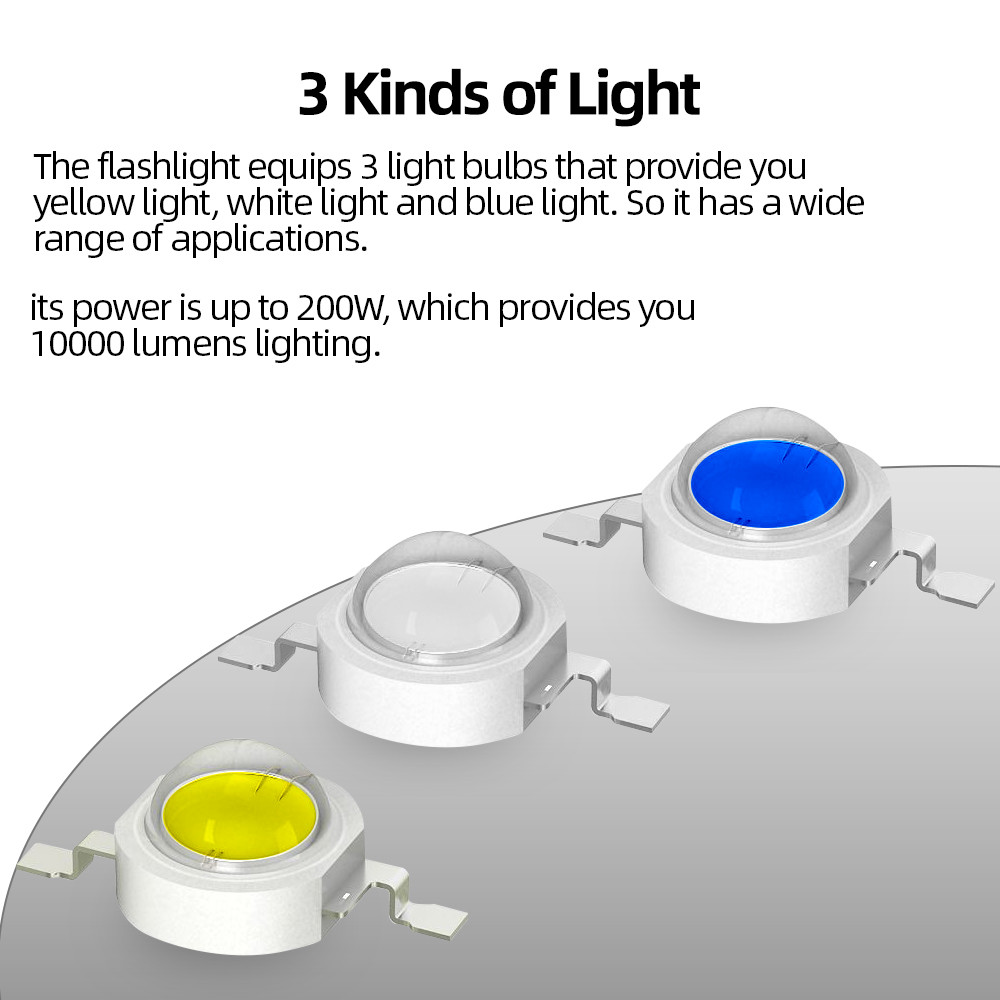 200W High Power Searchlight, Portable Long Range Flashlight with 3000m Zoomable Warm Light for Hunting & Outdoor