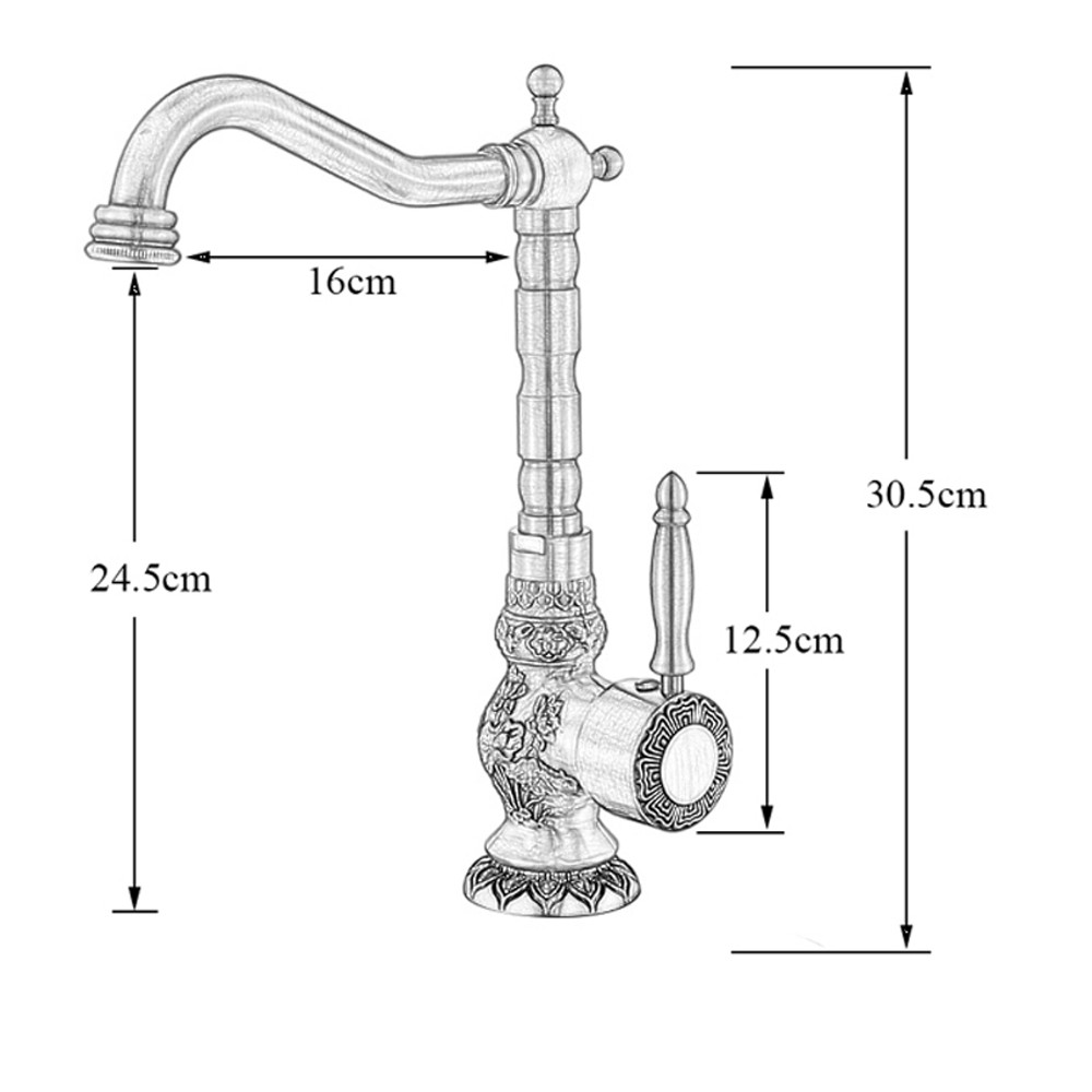 Antique Bronze Kitchen Faucet Uythner Single Handle Retro Brass Basin Tap With HotCold Water Mixing 5