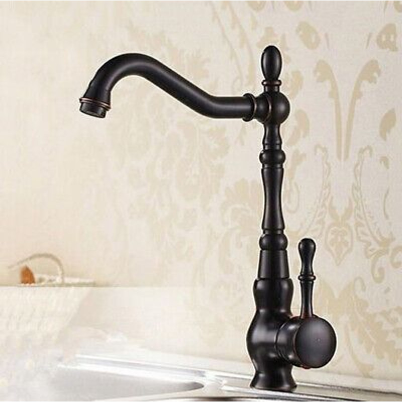 Antique Bronze Kitchen Faucet Uythner Single Handle Retro Brass Basin Tap With HotCold Water Mixing 4