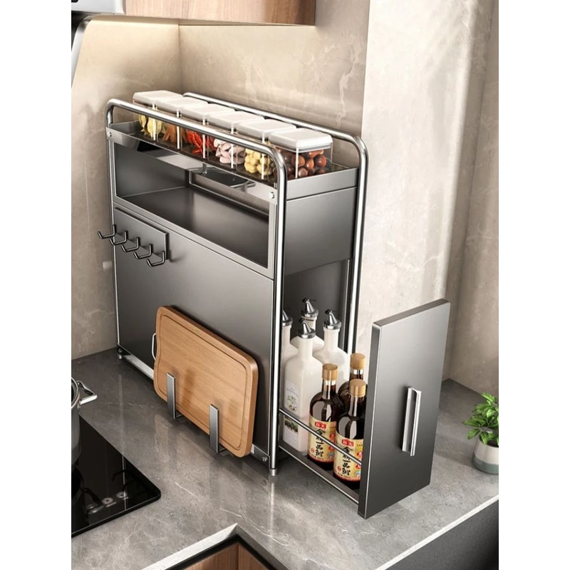 Multipurpose Kitchen Spice Organizer With Pull Out Seasoning Drawer Rack Dustproof Countertop Cup A 5