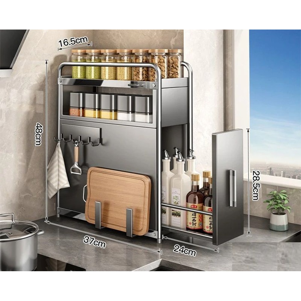 Multipurpose Kitchen Spice Organizer With Pull Out Seasoning Drawer Rack Dustproof Countertop Cup A 8
